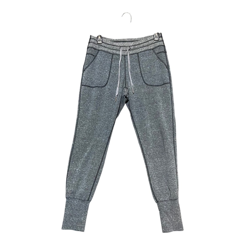 Athleta Women's Soho Grey Heathered Jogger Pants XS Drawstring Mid Rise Pockets‎